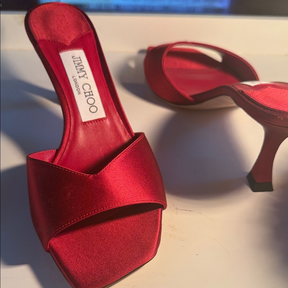 Jimmy Choo Red Satin Heels